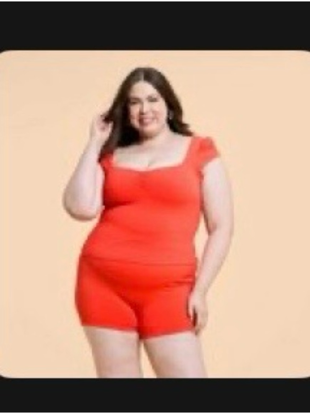 Blogilates Women's Sweetheart Cropped Short Sleeve Shirt - Coral Red 2X